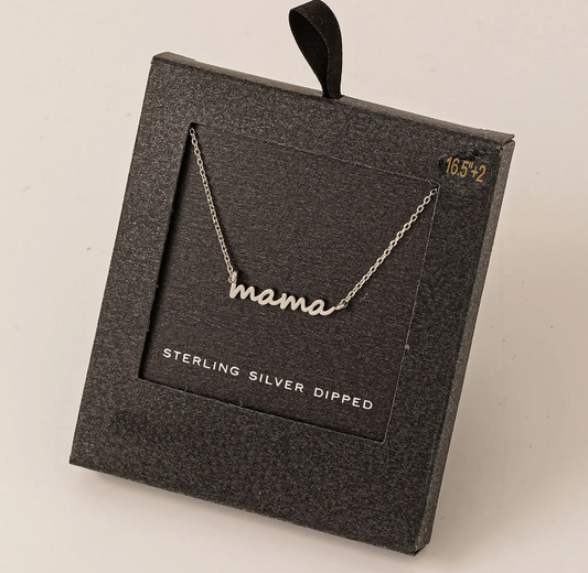 Sterling Silver Dipped Dainty Mama Necklace