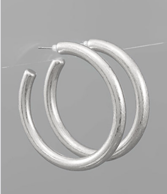 50mm Worn Luxe Hoops - Silver