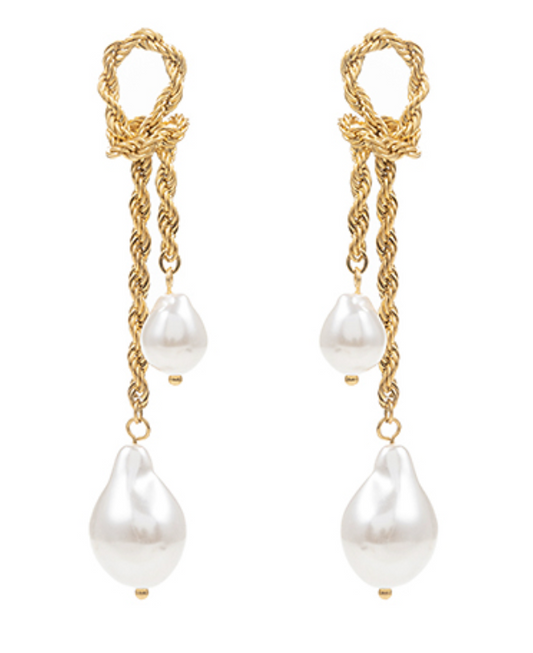 Chain Pearl Drop Earrings