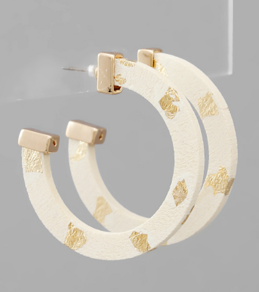 Gold Flake Wood Hoops