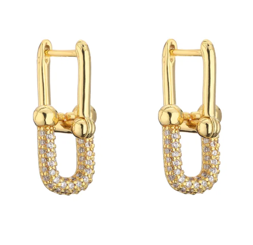 Chain Cuff Rhinestone Earrings