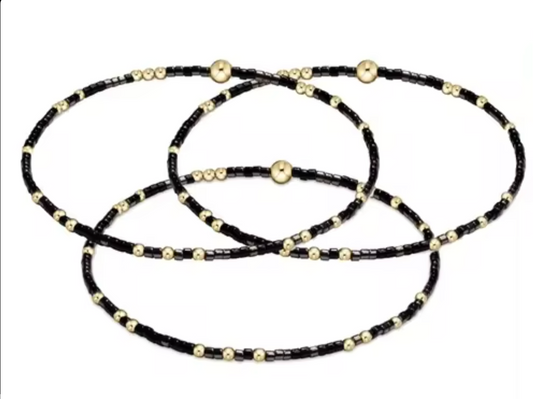 Lena 18k Gold Plated Luxe Beaded Bracelet - Black