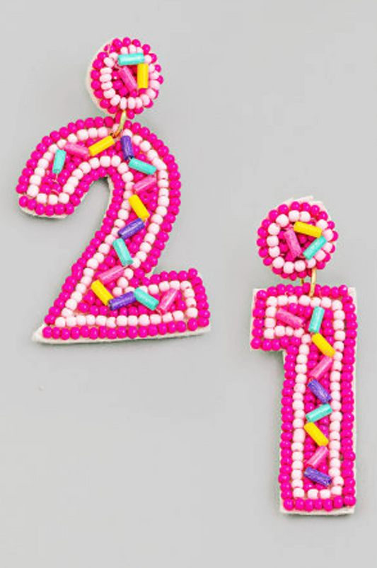 21st Birthday Confetti Beaded Earrings