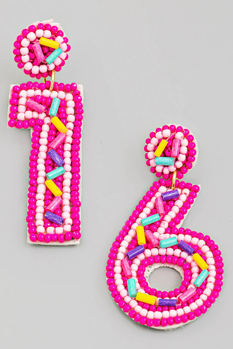 16th Birthday Confetti Beaded Earrings