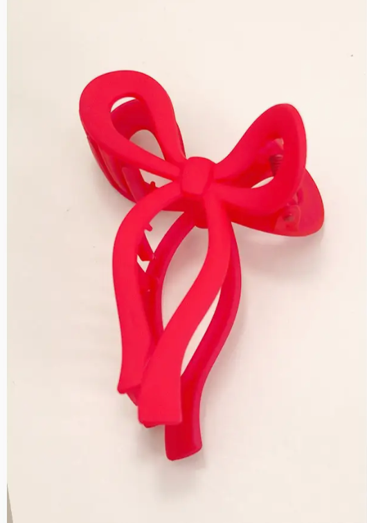 Matte Bow Hair Claw Clips - Red