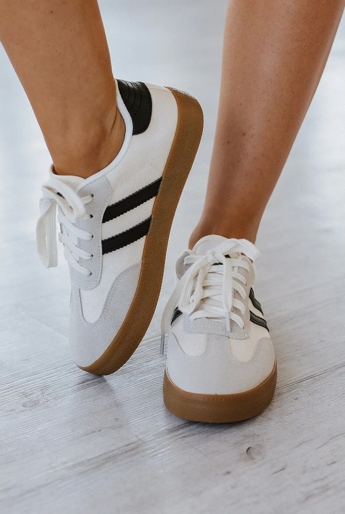 Luna Striped Lace Up Flat Sneakers