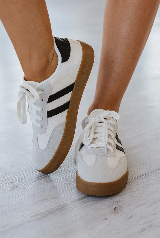 Luna Striped Lace Up Flat Sneakers