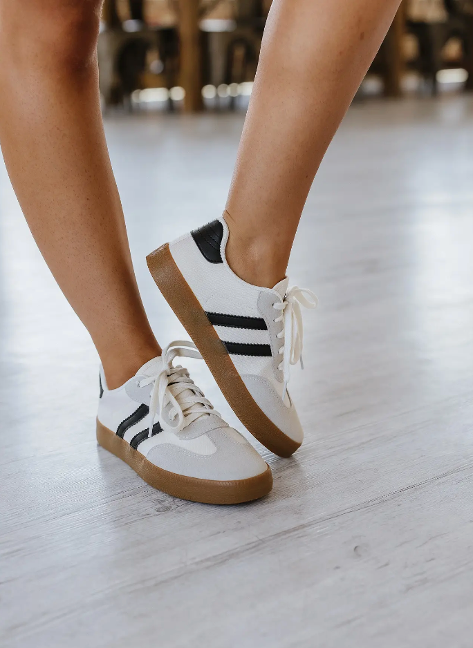 Luna Striped Lace Up Flat Sneakers