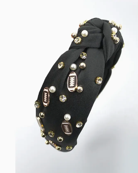 Football Studded Headband - Black