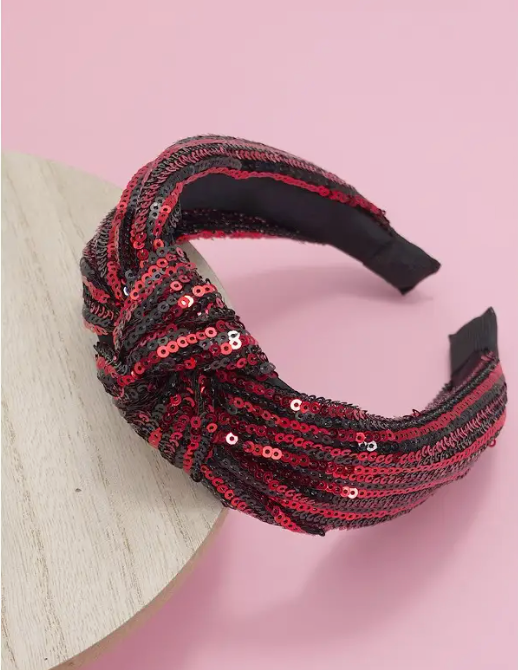 Red & Black Sequin Headband