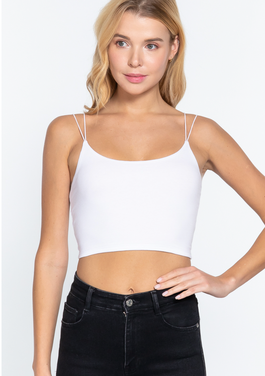 Double Strap Basic Cami Top - White