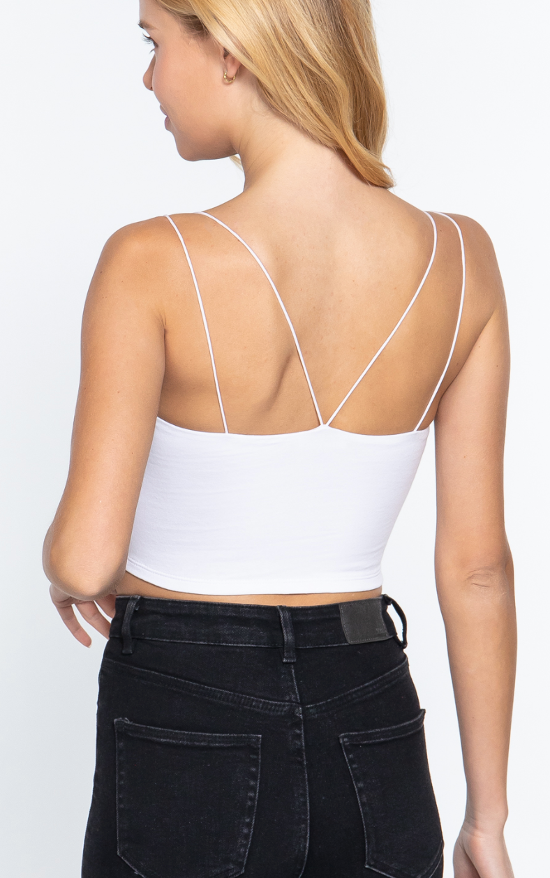 Double Strap Basic Cami Top - White