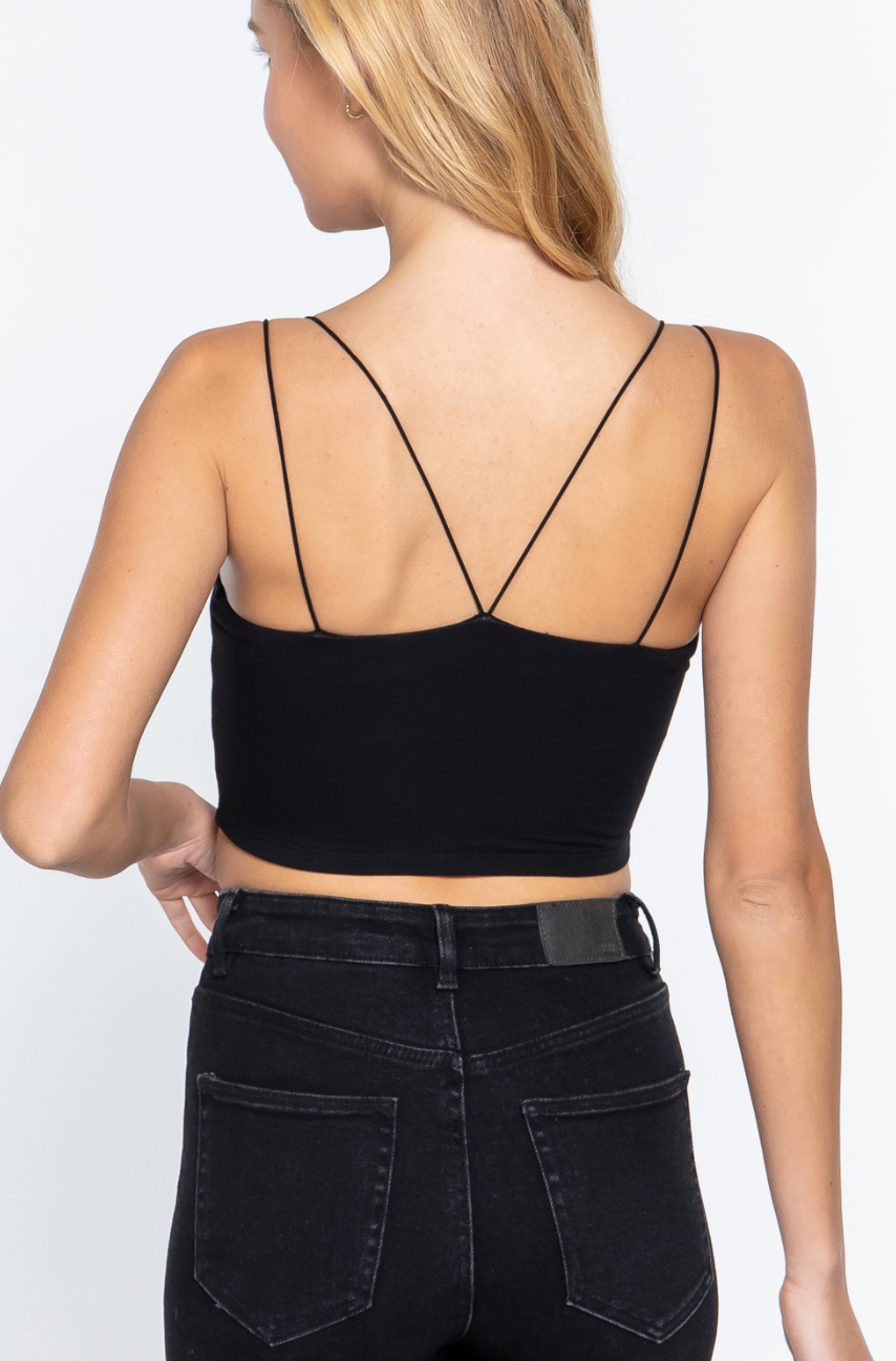 Double Strap Basic Cami Top - Black