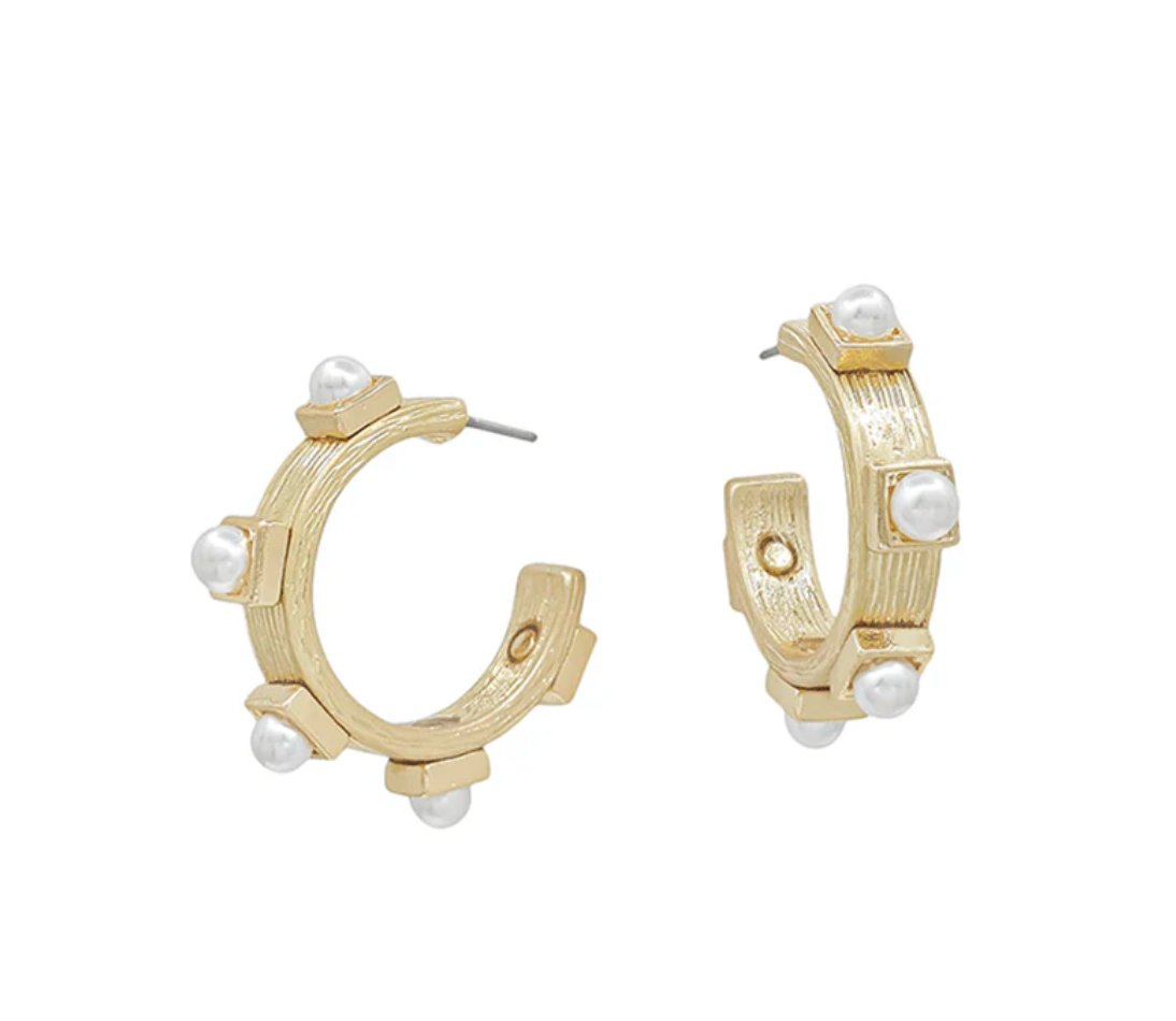 Pearl Hinge Gold Hoops