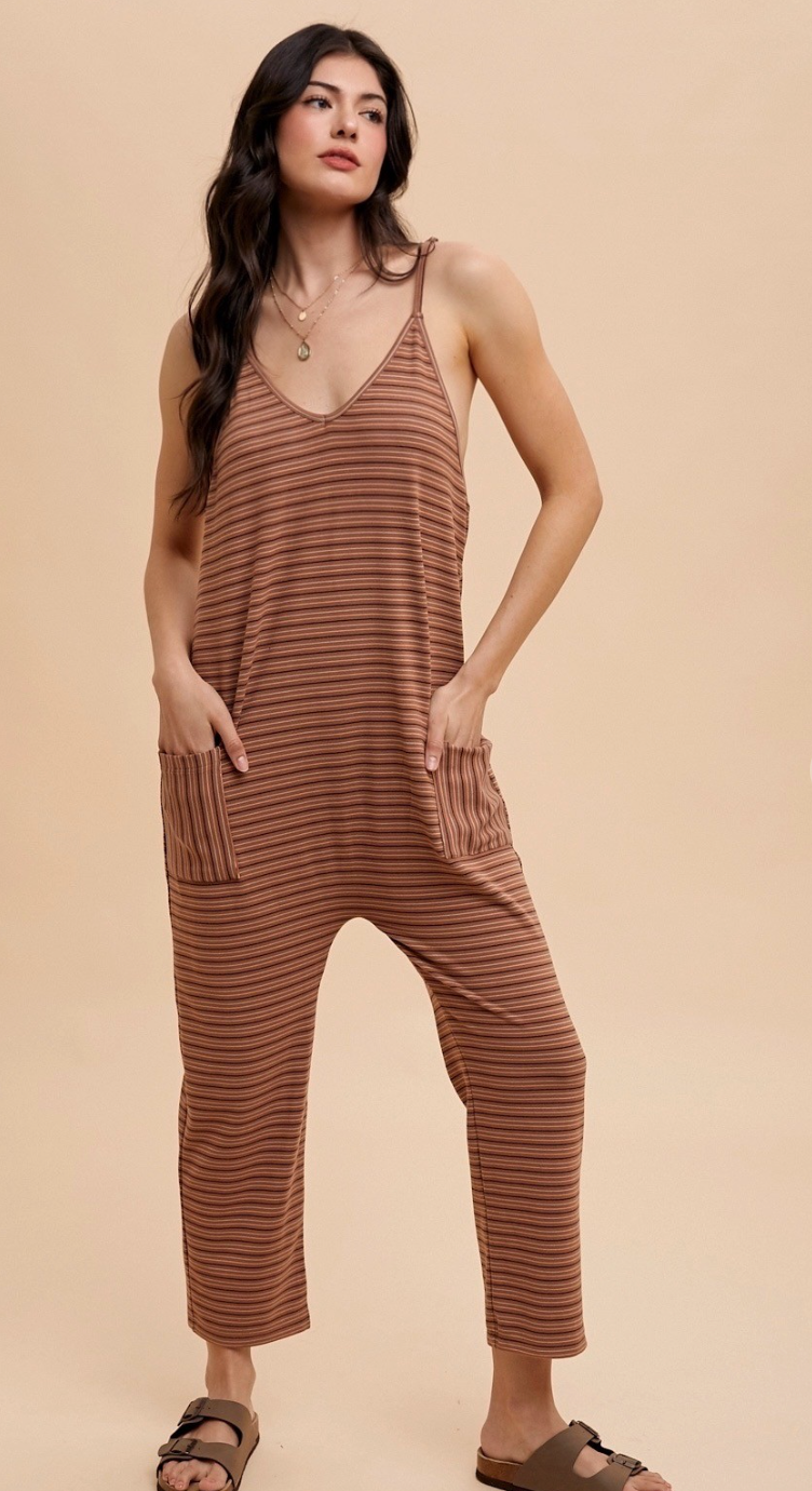 Striped Soft Knit Jumpsuit