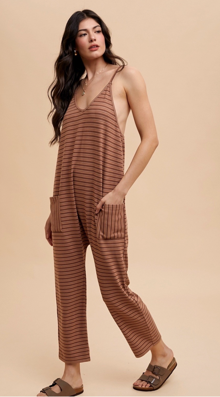 Striped Soft Knit Jumpsuit