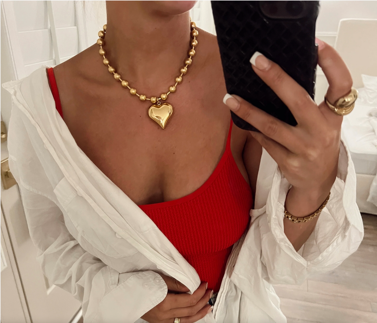 Gold Plated Chunky Heart Necklace