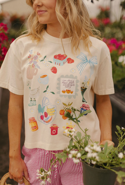 Summer Collage Cropped Graphic Tee
