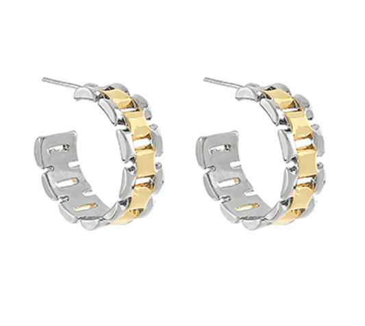 Two-Tone Watchband Hoops