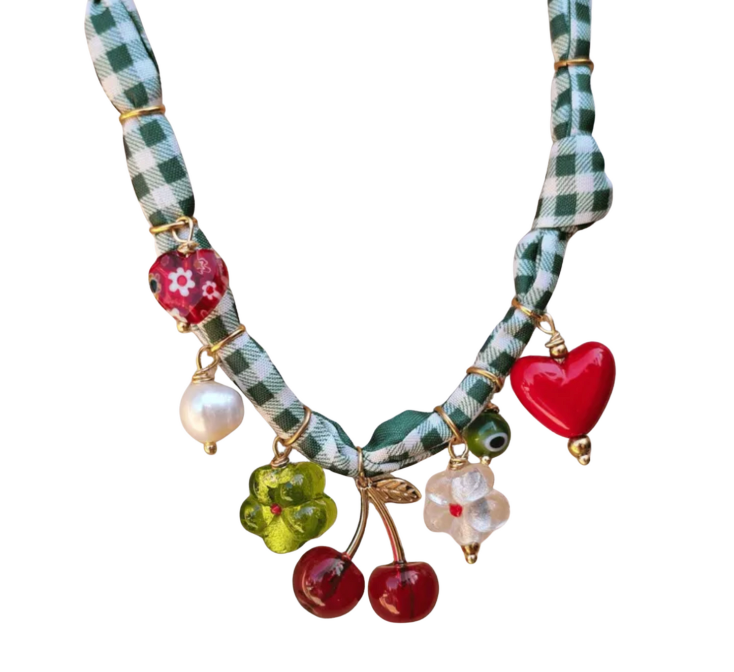 Cherry Charm Scarf Necklace