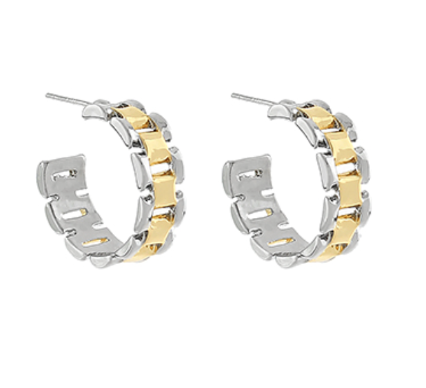 Twotone Watchband Style Hoops