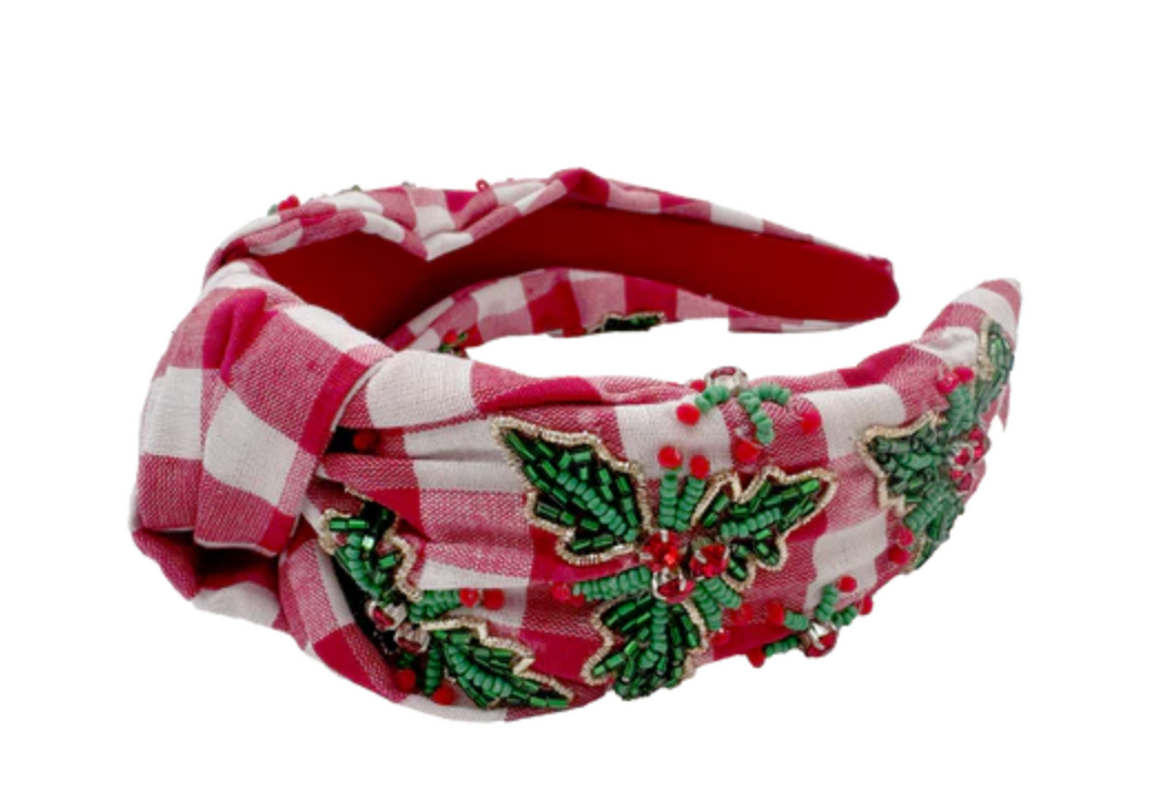 Holly Sequin Plaid Headband