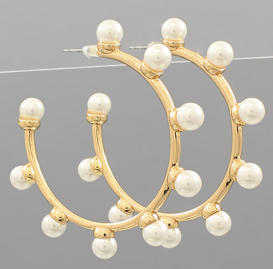 Pearl & Gold Hoops