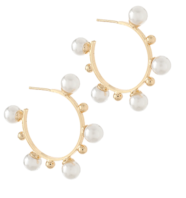 Lila Gold and Pearl Hoops