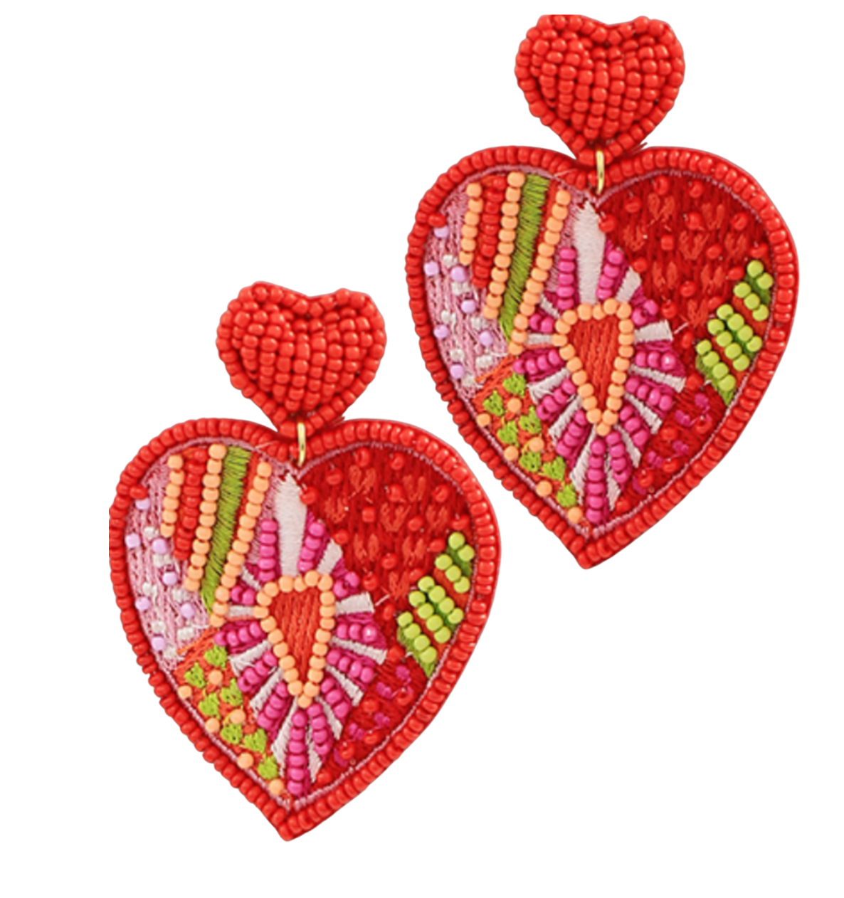 Abstract Heart Beaded Earrings