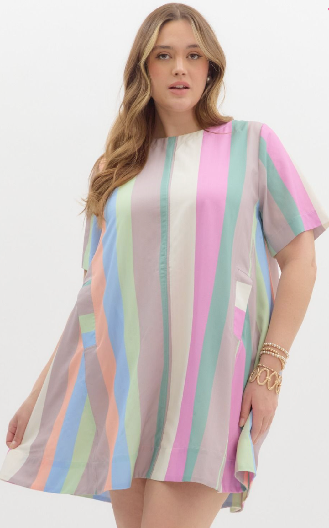 CURVY Pastel Color Block Mini Dress