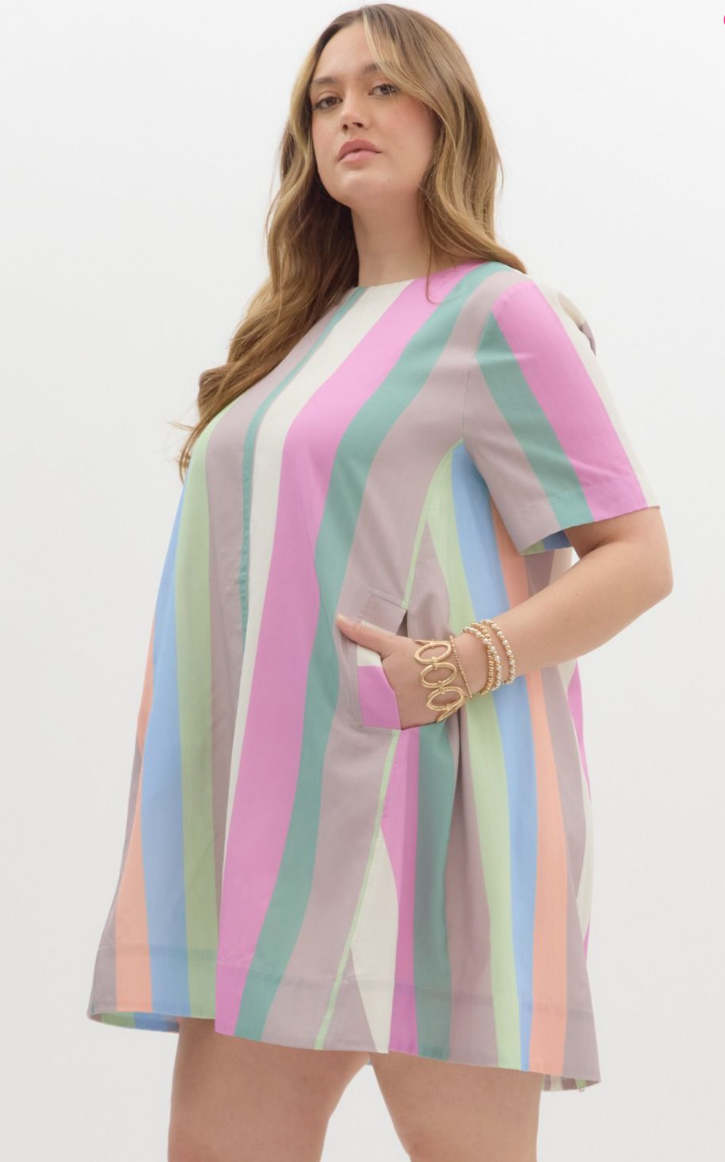 CURVY Pastel Color Block Mini Dress