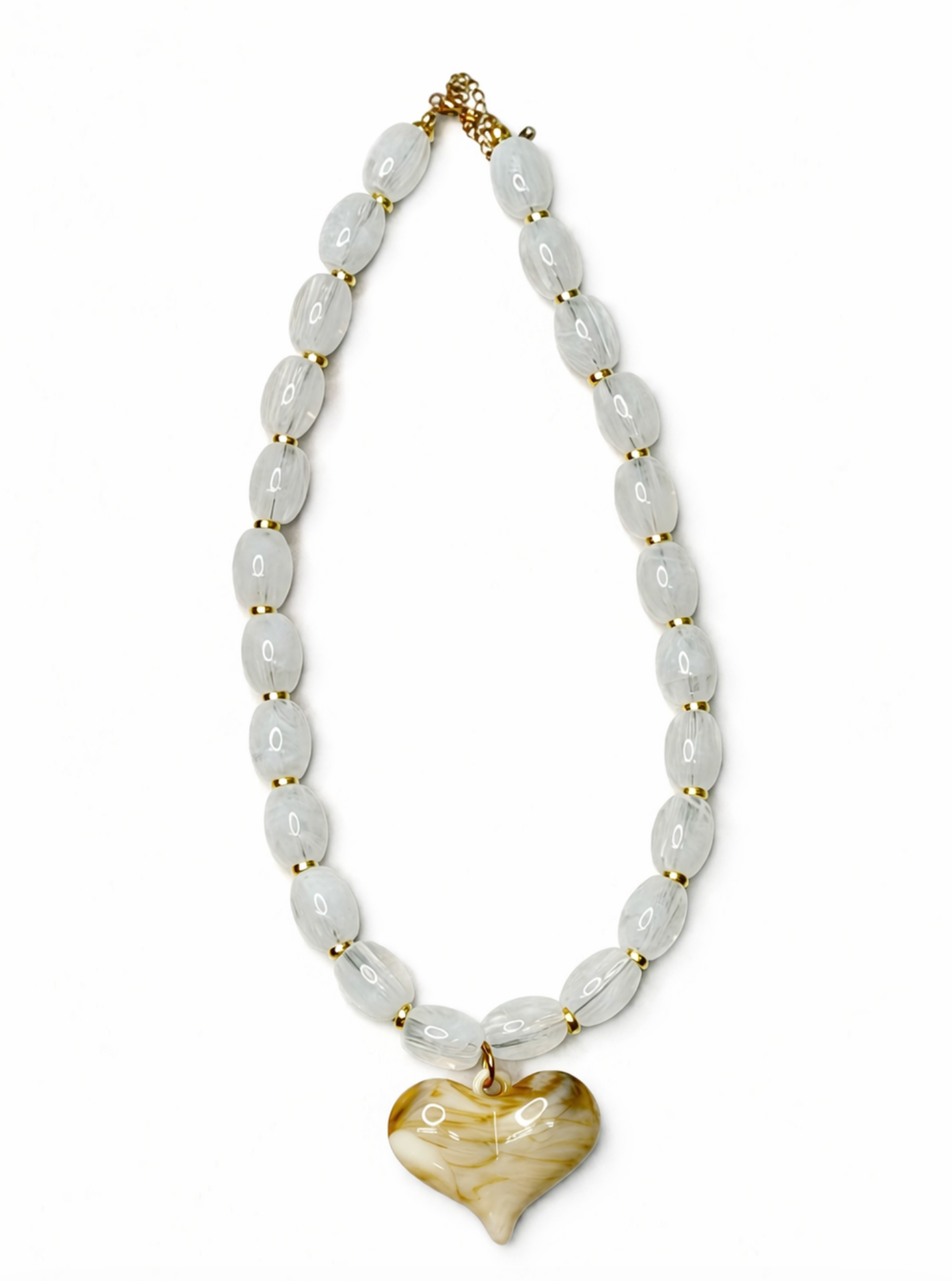 Bohemia Resin Chunky Heart Necklace - White