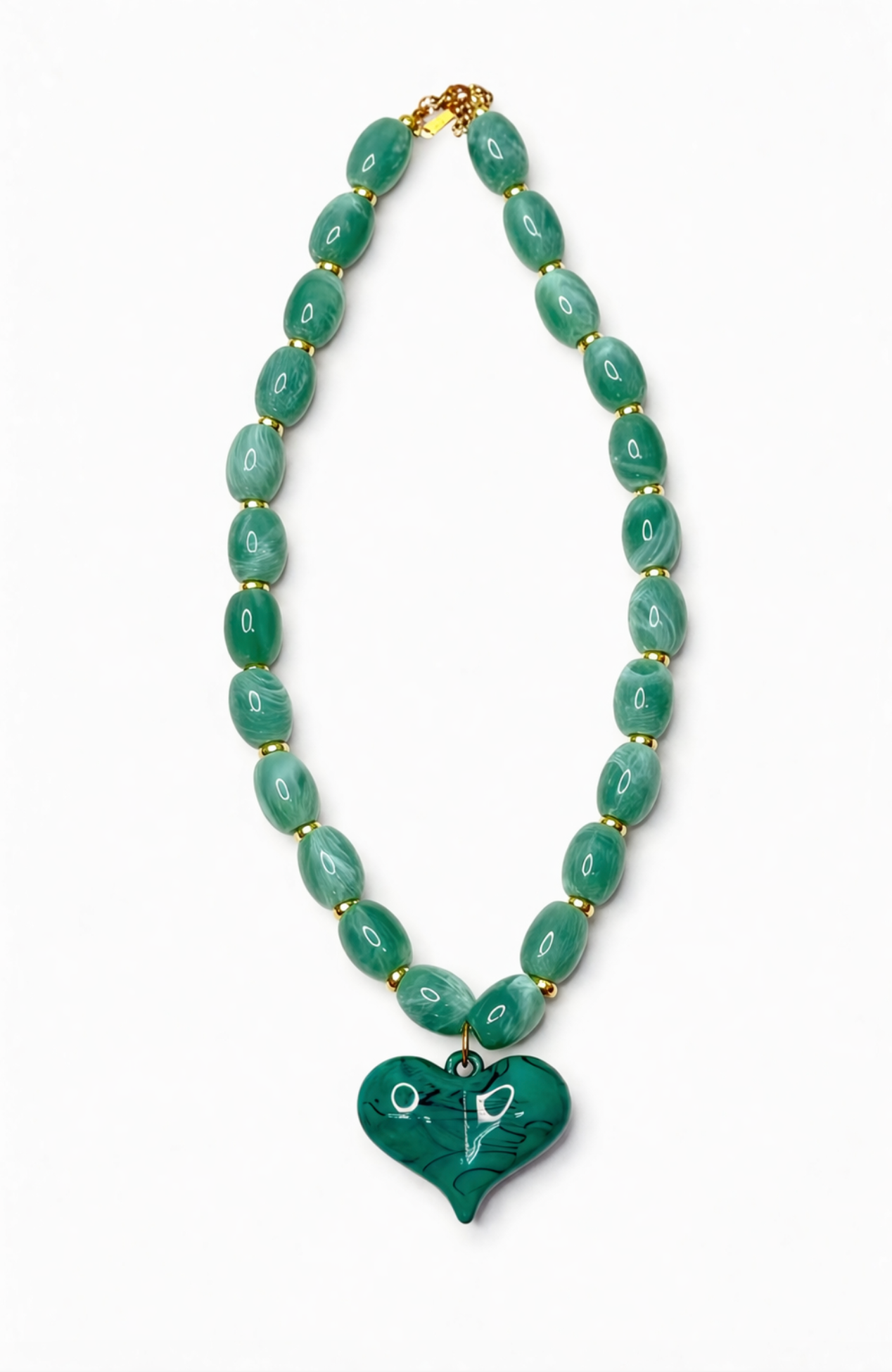 Bohemia Resin Chunky Heart Necklace - Green