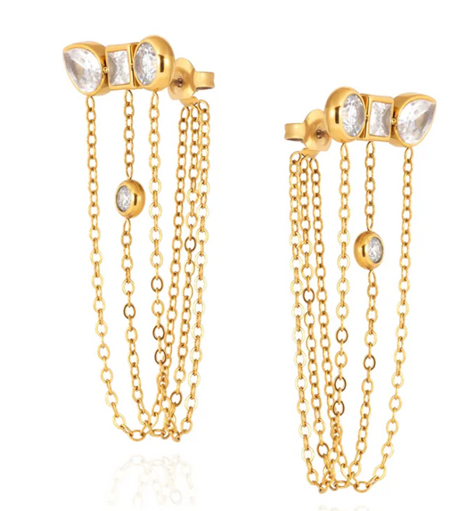 Sutton Triple Vintage Tassle Earrings - 18k Gold Plated