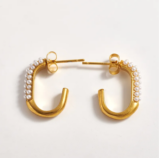 Selene Pearl Half Hoop | Gold Plated