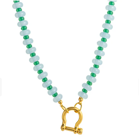 Vienna Beaded Horseshoe Necklace - Gold Plated