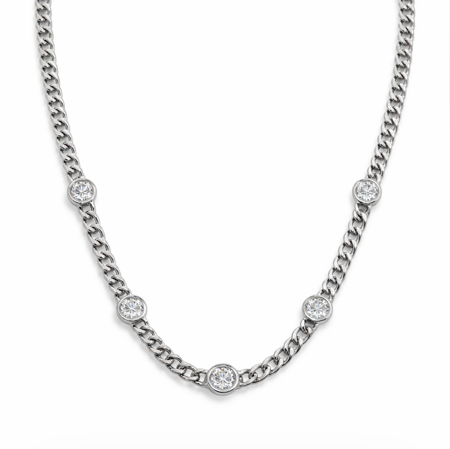 Quinn Cuban Necklace - Silver