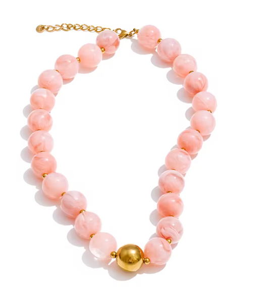 Blush Bubble Beaded Statement Necklace