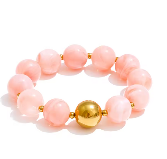 Blush Bubble Beaded Statement Bracelet