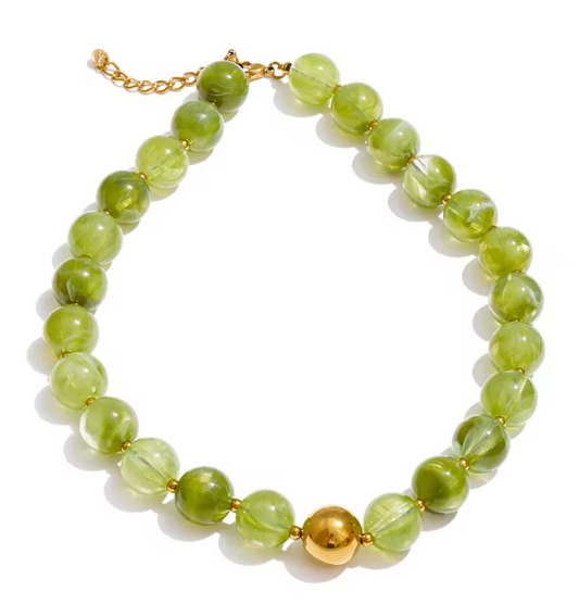 Lime Bubble Beaded Statement Necklace