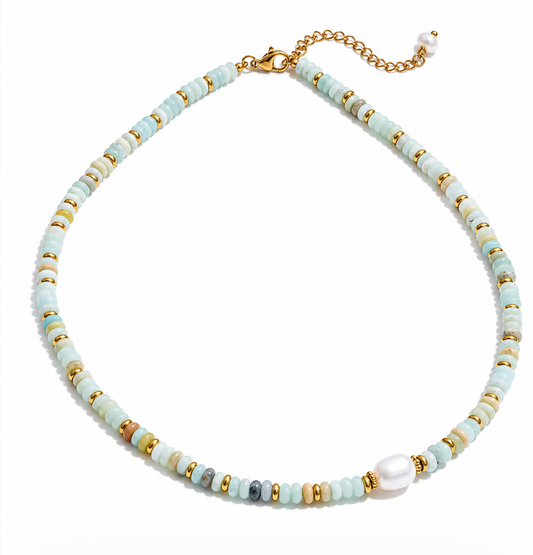Coastal Beaded Pearl Necklace | Waterproof