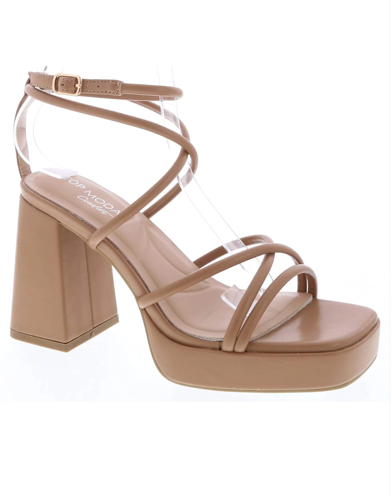 Nude Strappy Platform Heels