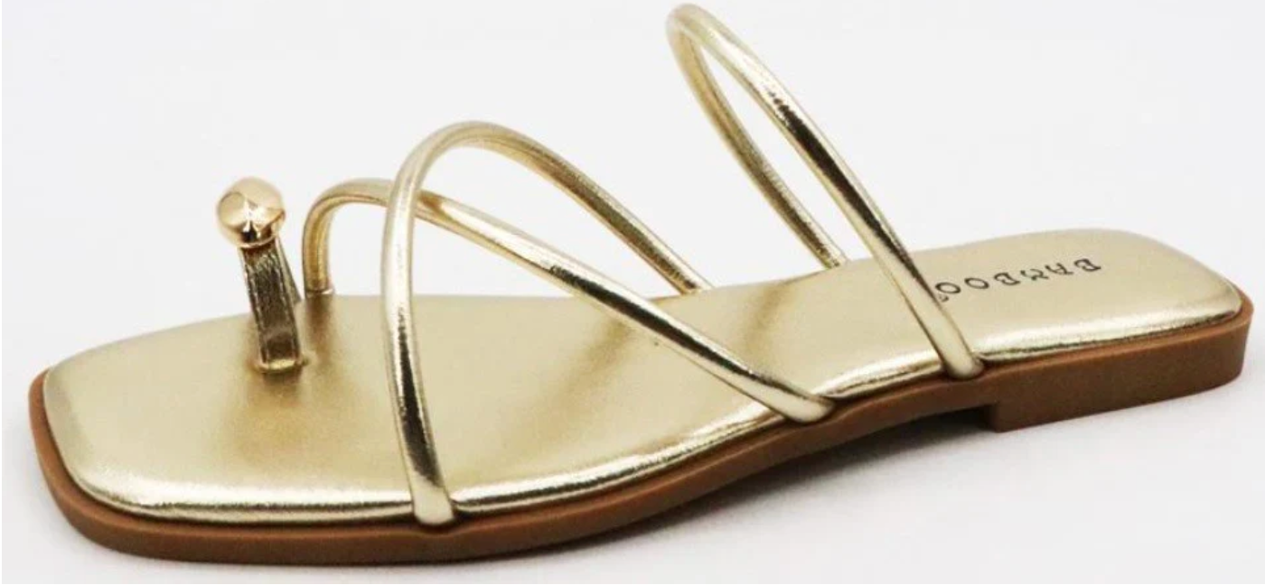 Gold Strappy Gold Ring Sandals