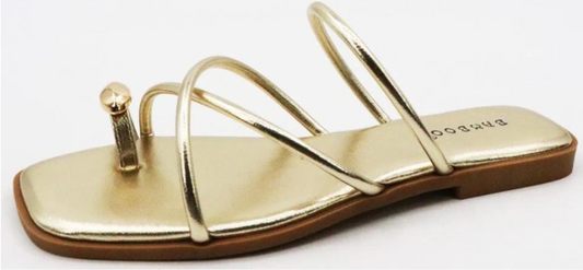 Gold Strappy Gold Ring Sandals