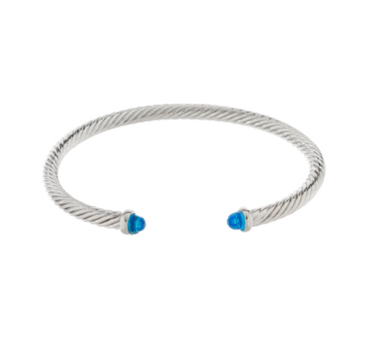 Thin Cable Bracelet - Aqua