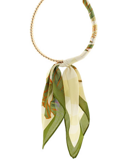 Olive Beaded Scarf Necklace