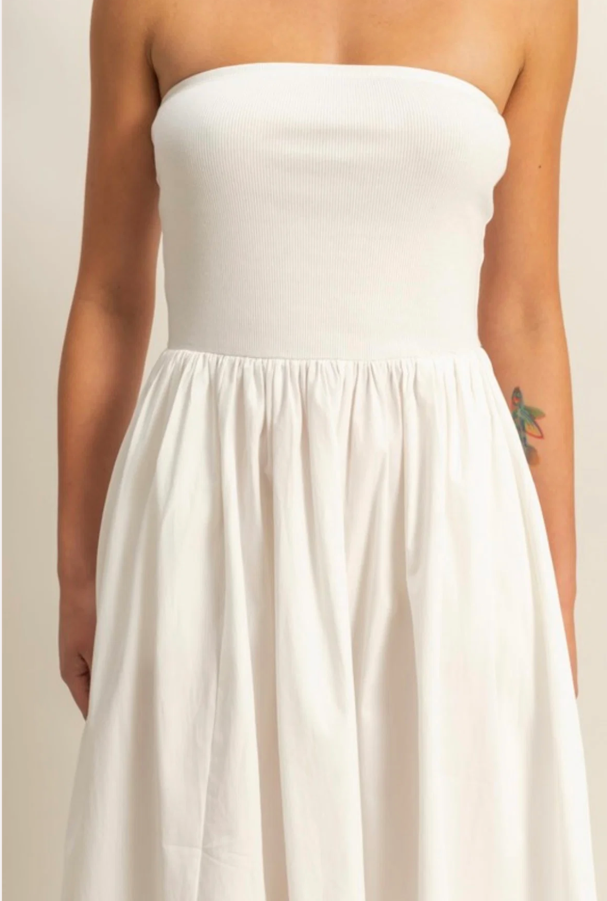 White Strapless Flowy Maxi Dress