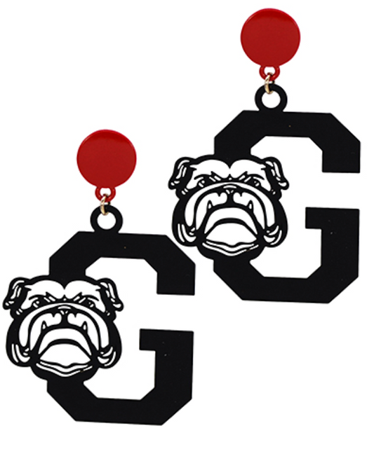 Georgia G Bulldog Metal Drop Earrings