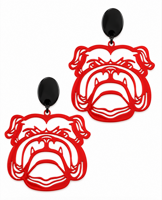 Bulldog Metal Drop Earrings