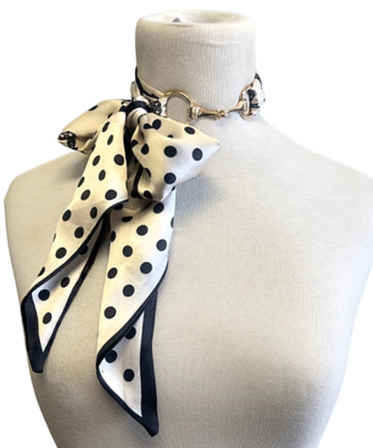 Polka Dot Horsebit Scarf Necklace